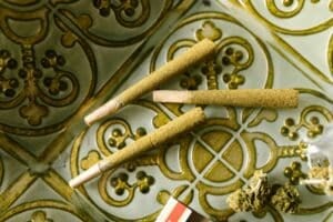 cannabis joints on decorative tiles